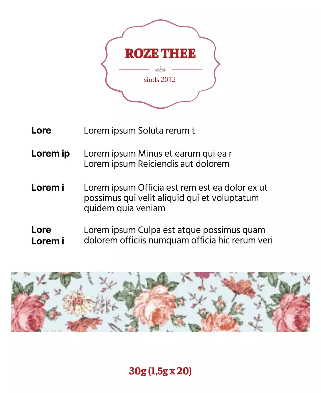 Paarse, luxe bloemroos theezakjes