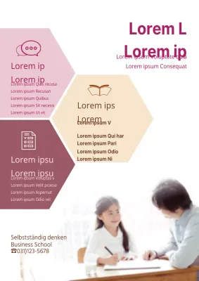 Werben Sie für eine Mathematikschule mit einem Bild eines Kindes, das eine Unterrichtsstunde in Rosa nimmt.