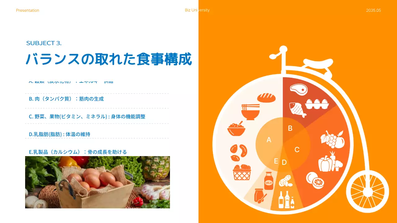 青 モダン 栄養 プレゼンテーション