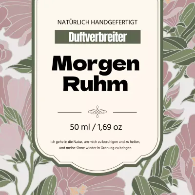 Vintage Parfüm Etikett mit grüner Illustration