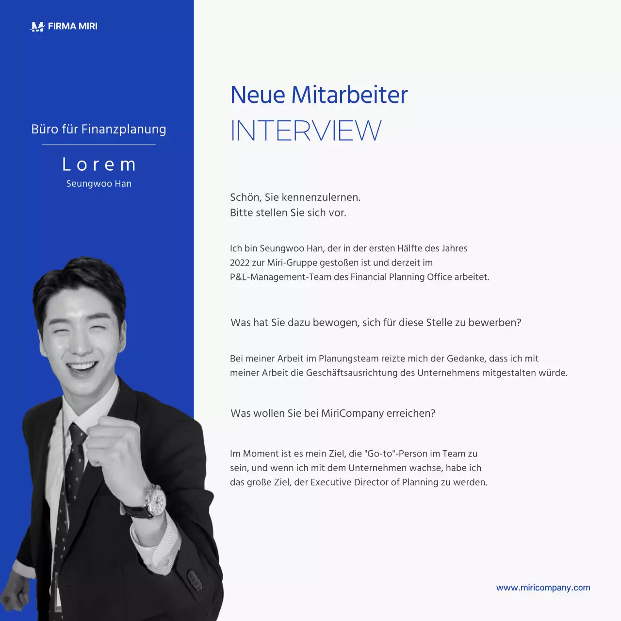 Blaue Visitenkarte News