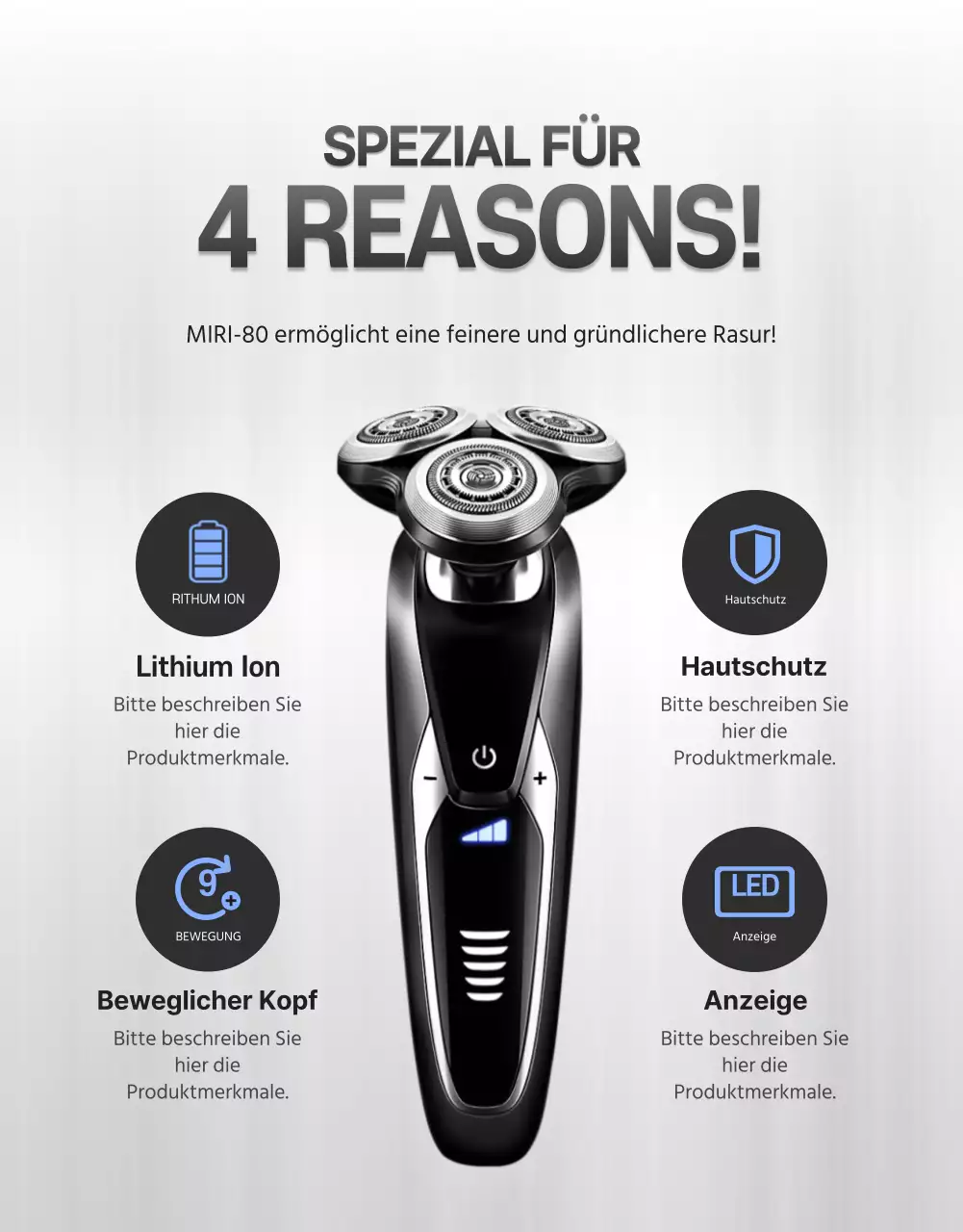 Werbung für Elektronik mit einem einfachen schwarz-silbernen Konzept