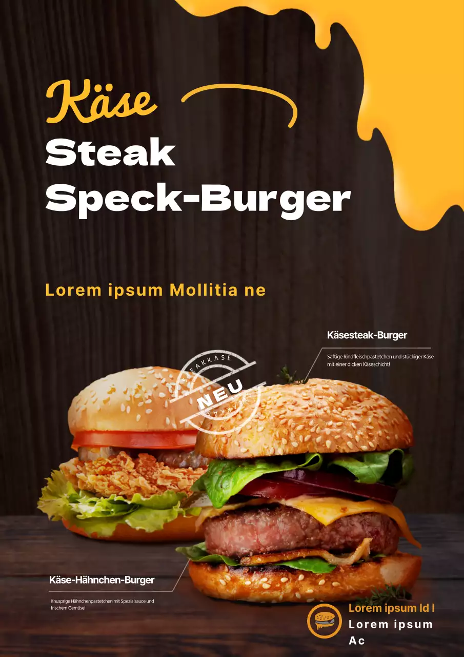 Werbung für einen neuen Cheeseburger-Menüpunkt