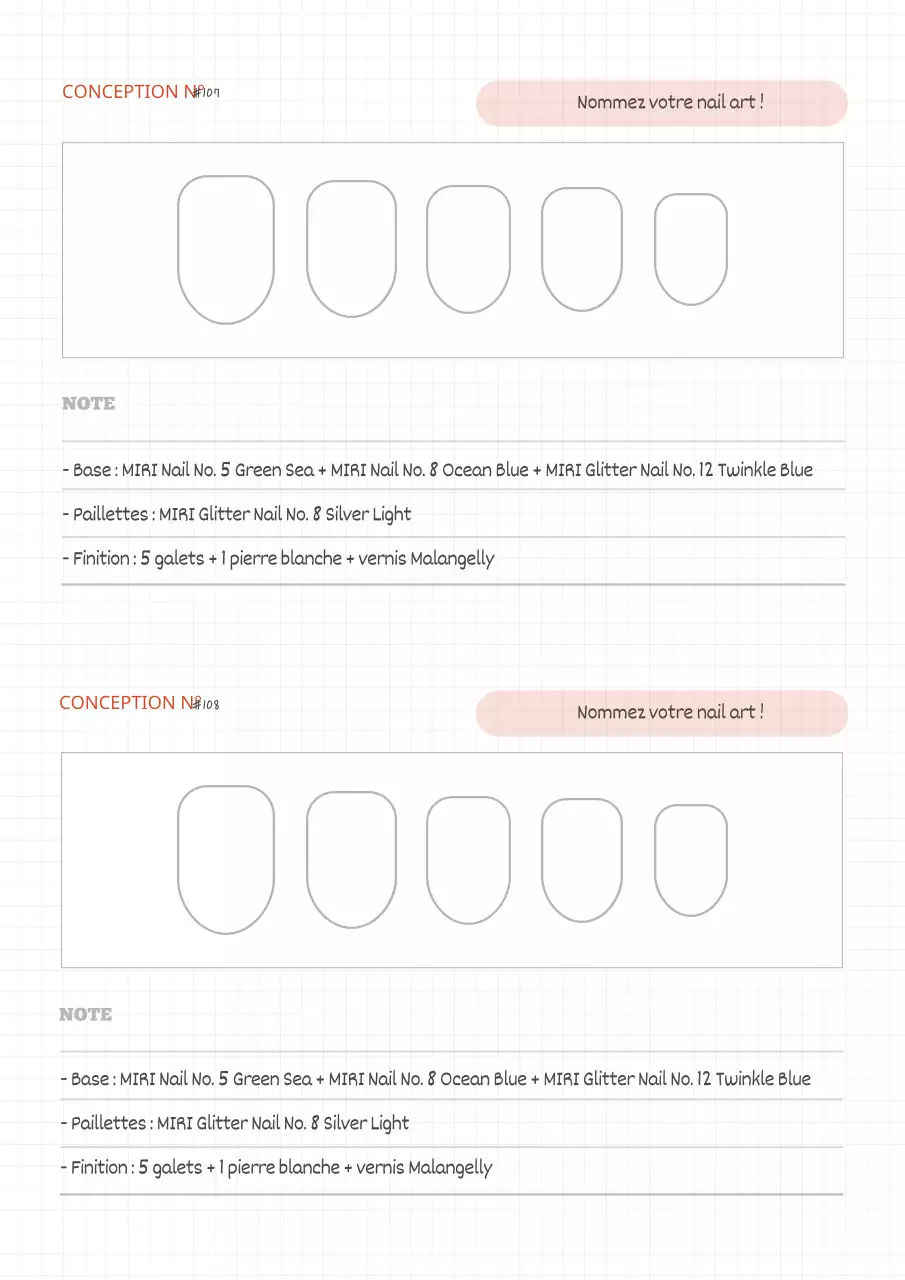 Notes simples de dessin d'ongles en blanc et rouge