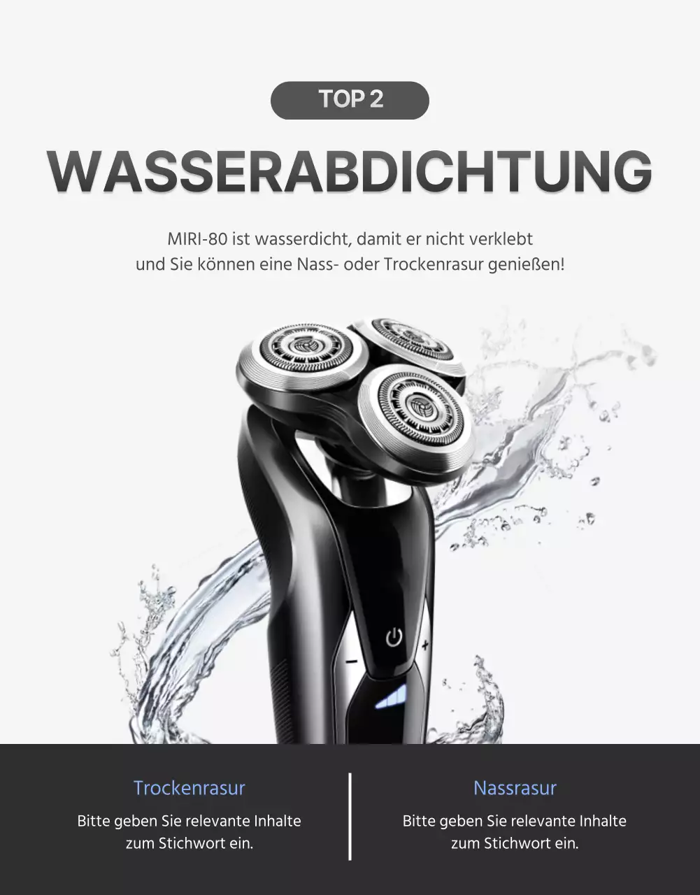 Werbung für Elektronik mit einem einfachen schwarz-silbernen Konzept