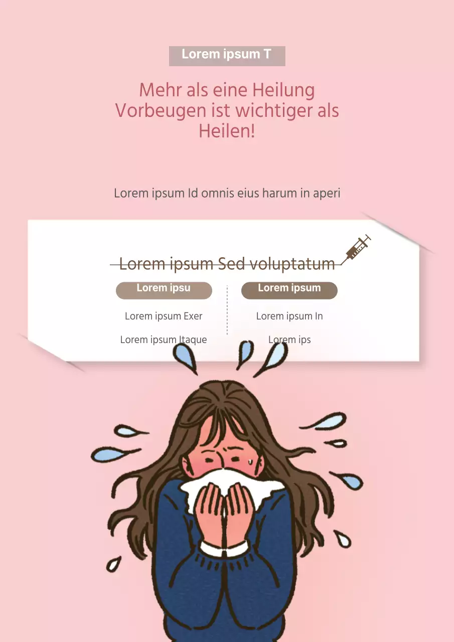 Einfacher Werbeflyer für die Grippeimpfung in rosa Farbe