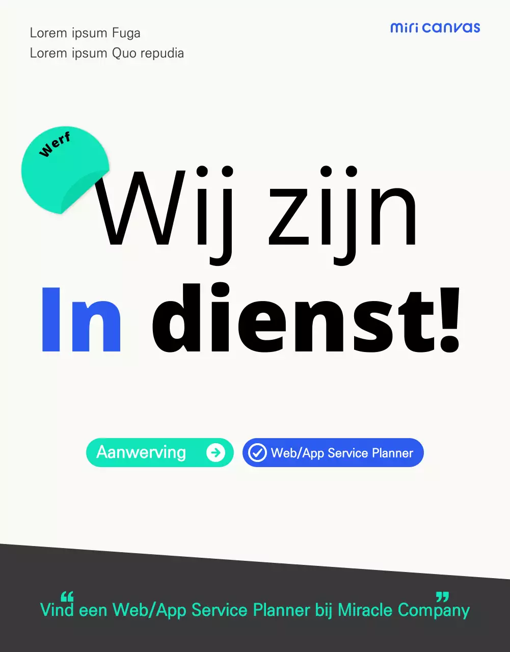 Strakke en eenvoudige vacature met mintblauwe accenten