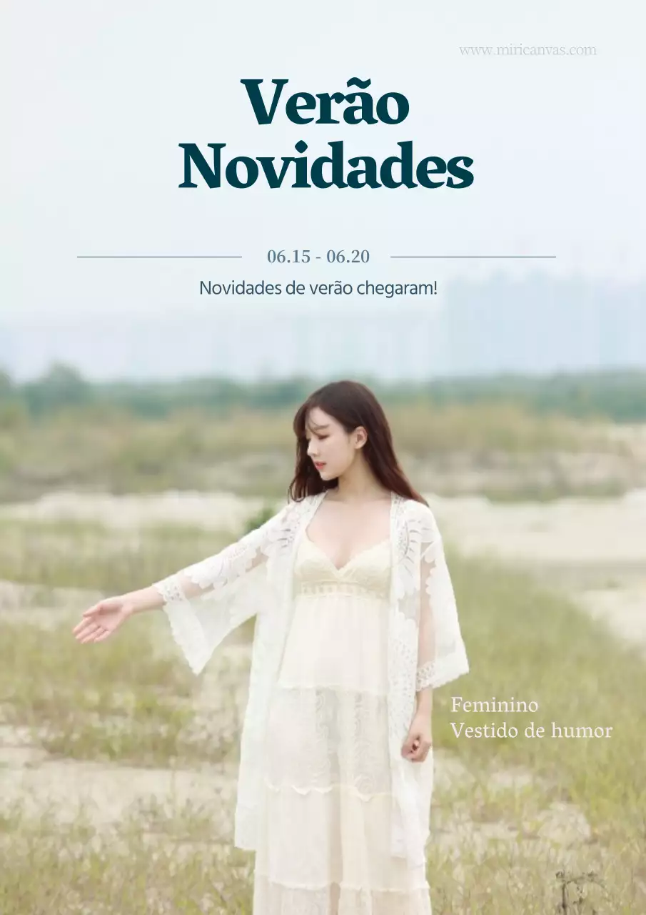 Folheto de venda de roupa de verão simples e com muitas fotografias