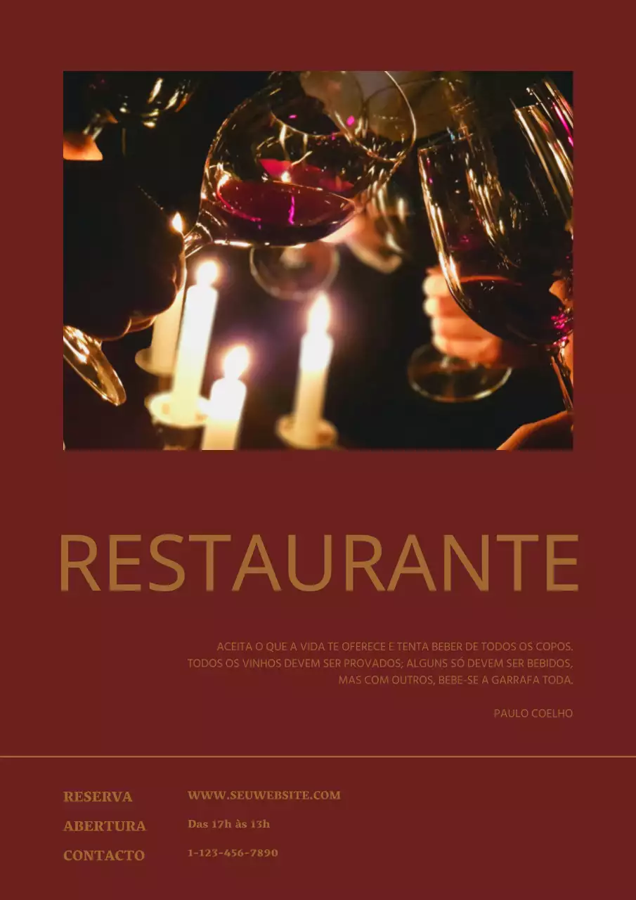 Cartaz promocional para um restaurante de vinhos de luxo