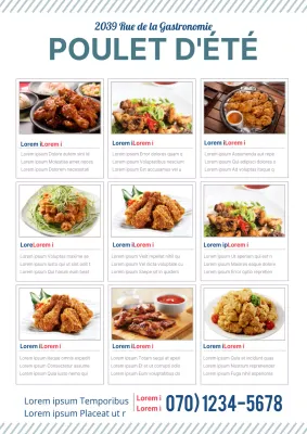 Carte de pizzas aux couleurs bleues