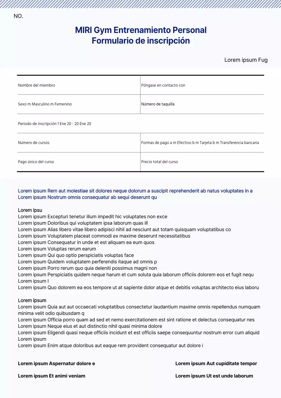 Formulario de solicitud de afiliación a blue fitness