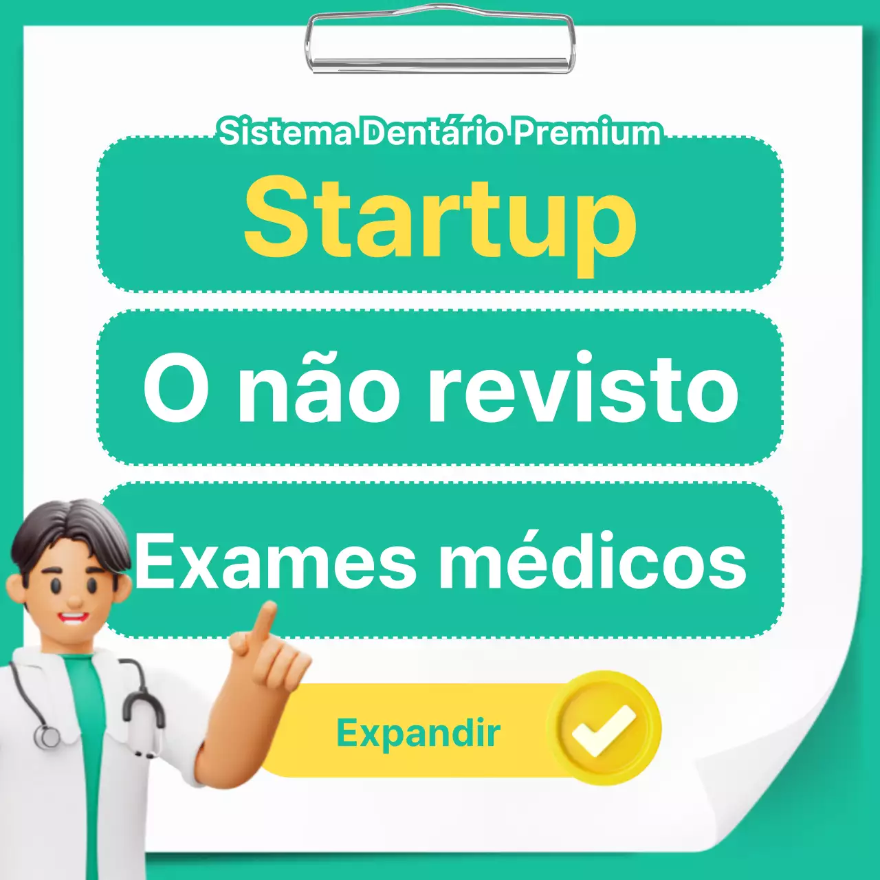 Cartão de rastreio alargado de saúde amarelo e cor de mentaNotícias
