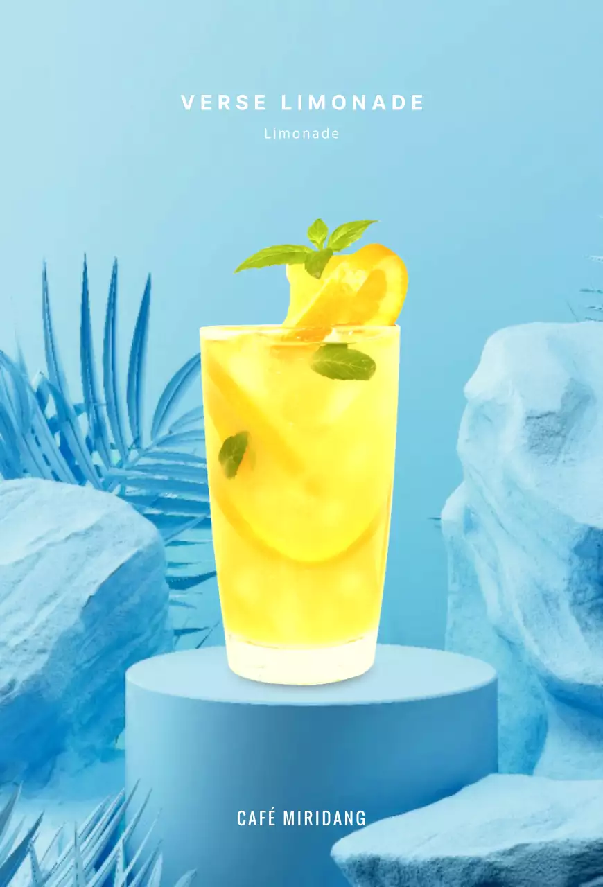 Limonade op een blauwe tropische achtergrond