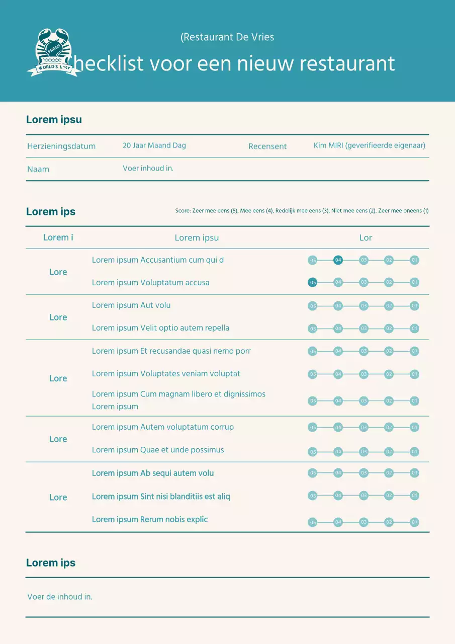 Een eenvoudige, mintkleurige checklist voor je nieuwe restaurantbedrijf