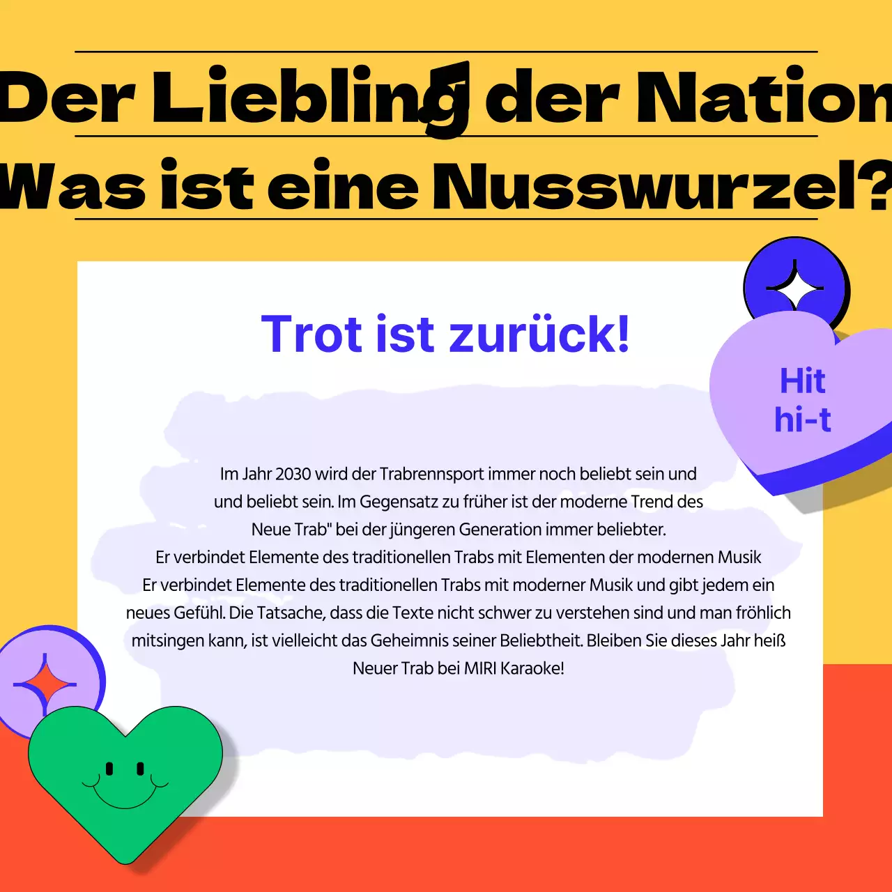 Der neue orangefarbene, retro-emotionale Karaoke-Song wird vorgestellt