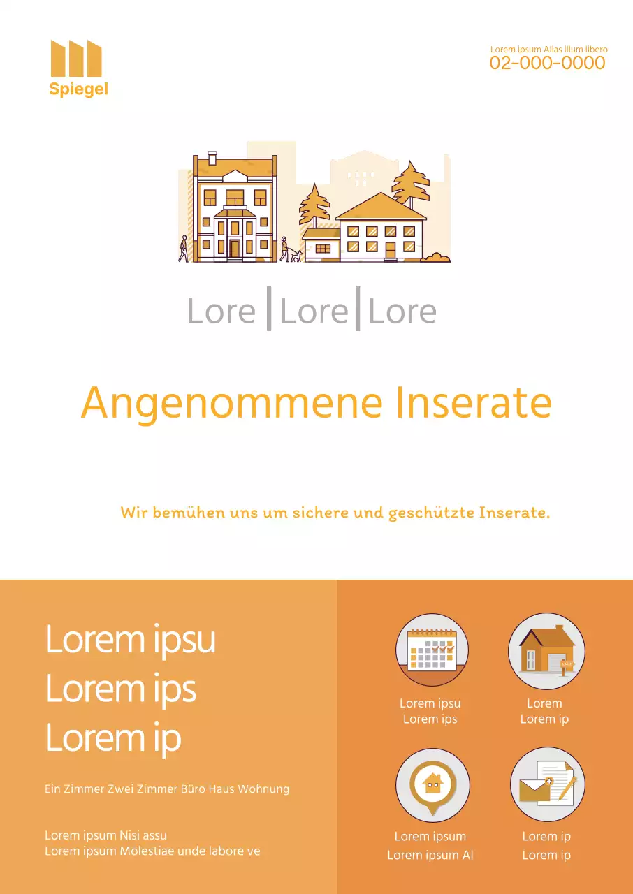 Orangefarbene Inserate