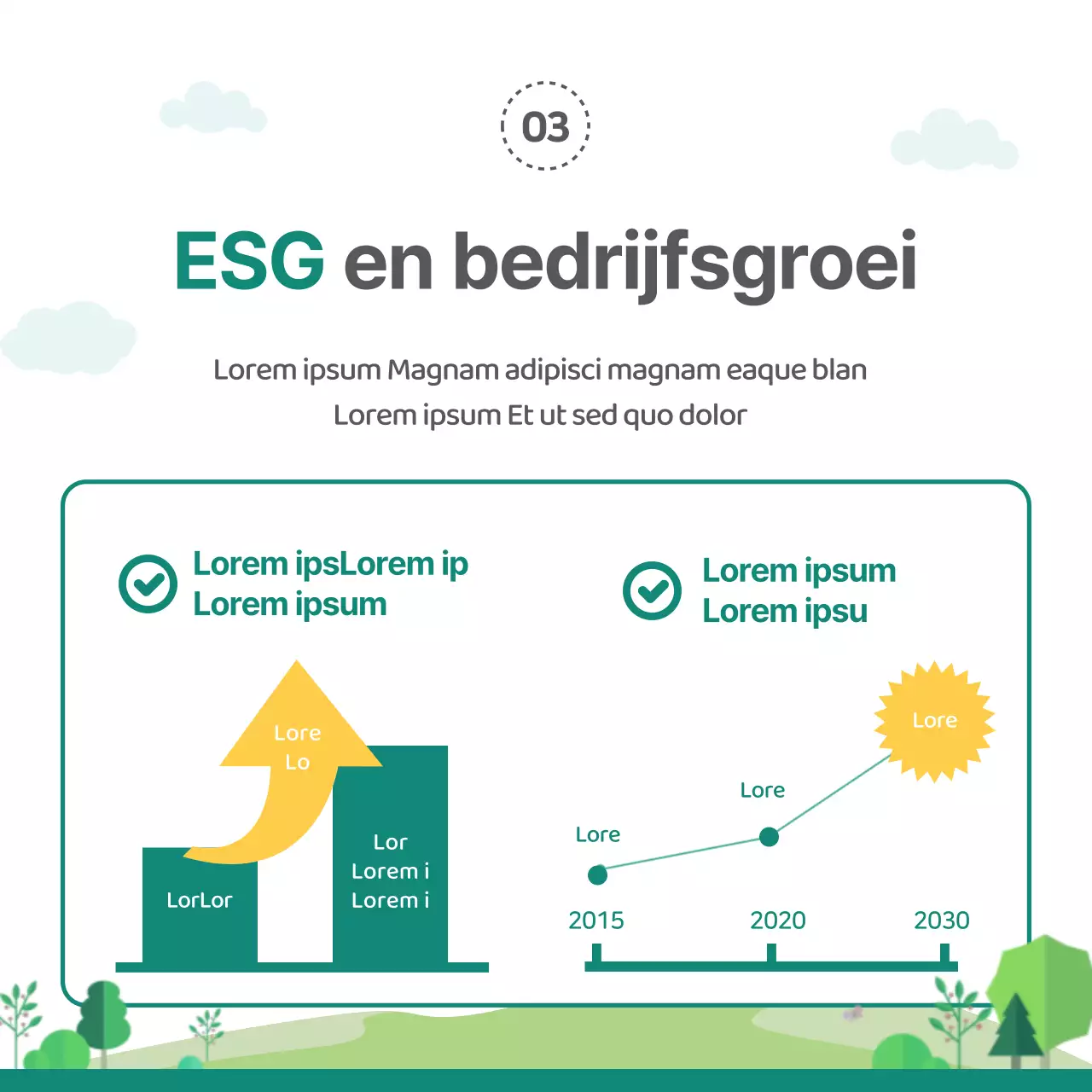 Groene illustraties benadrukken Inleiding tot ESG-beheer