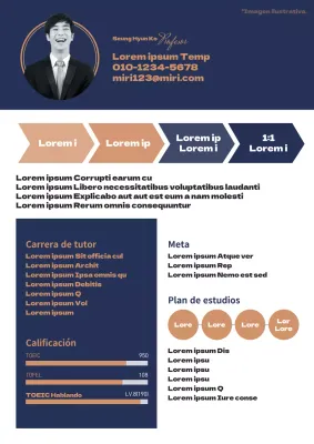 Currículum de tutoría ordenado en marrón marino