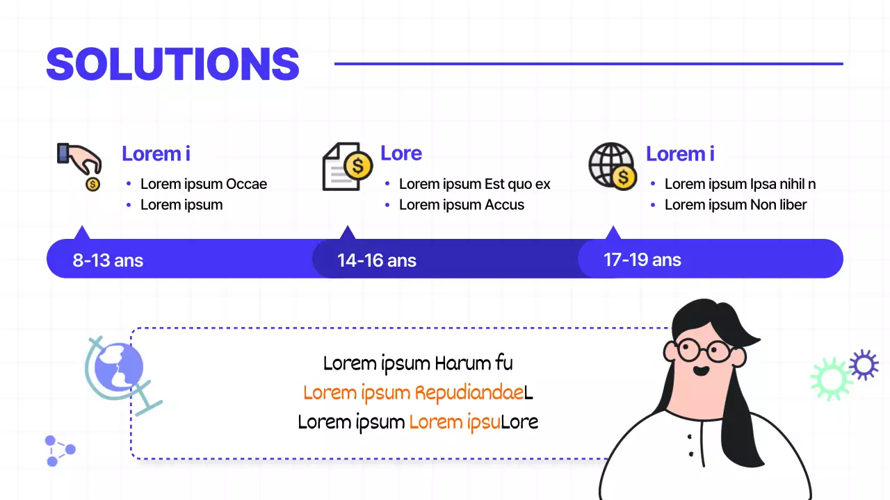Thème illustré de l'éducation économique des jeunes en bleu et orange
