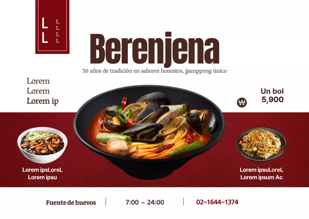 Menú básico de restaurante chino