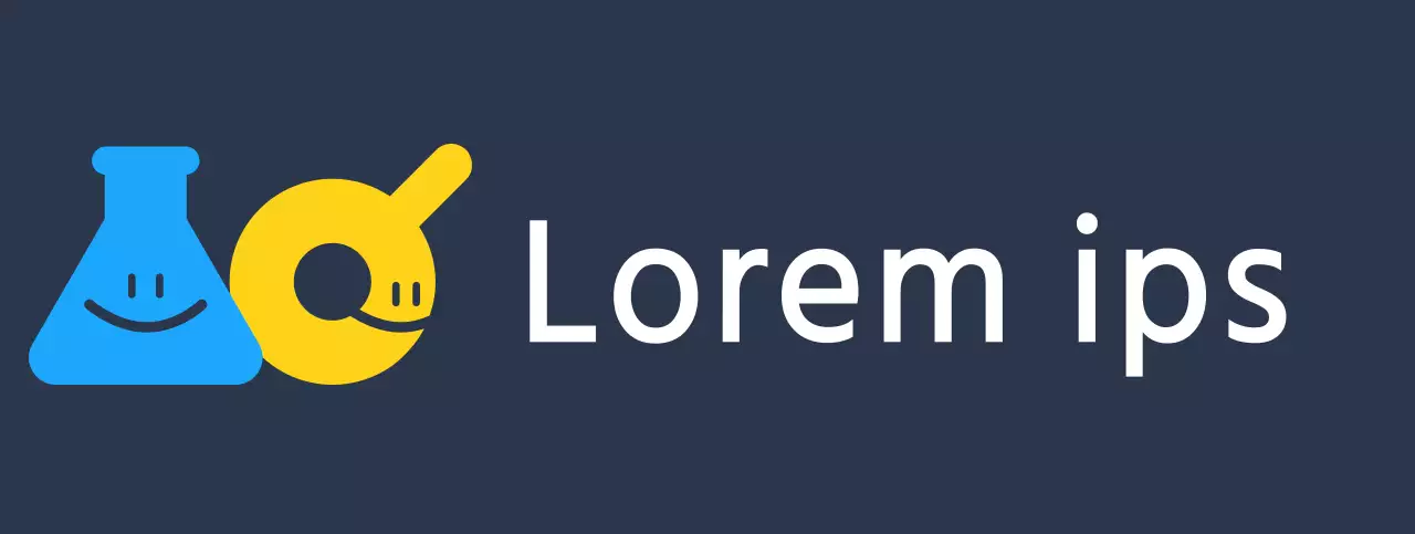 Disegnate un logo per una scuola di scienze con il personaggio di un laboratorio scientifico blu e giallo.