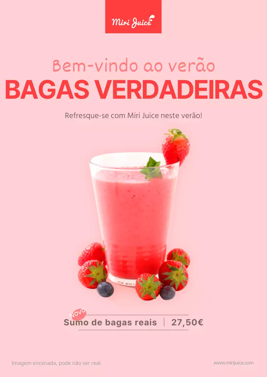 Cartaz de sumo de bagas cor-de-rosa de verão