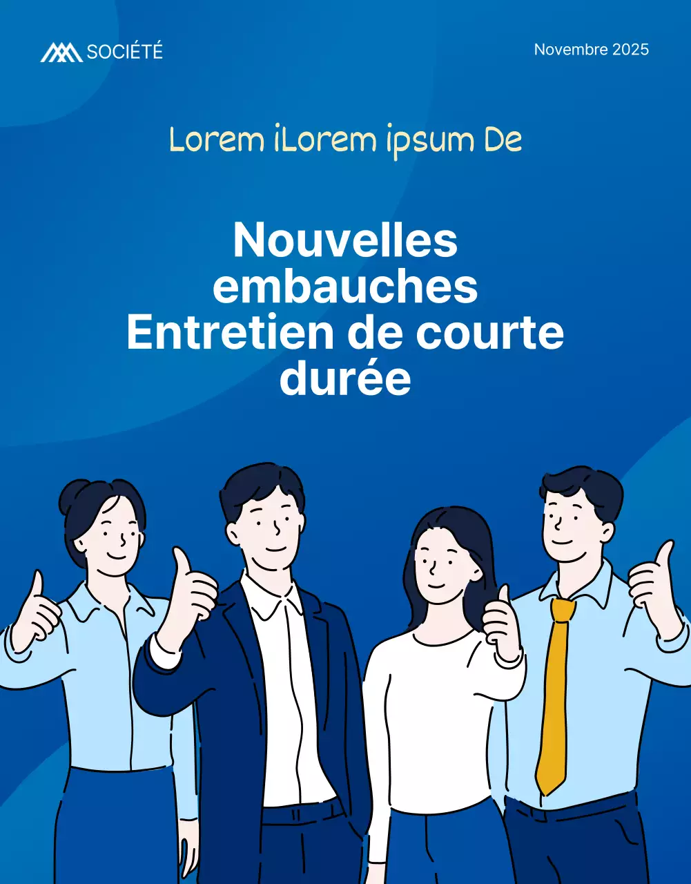 Page d'accueil des nouveaux employés de l'entreprise bleue