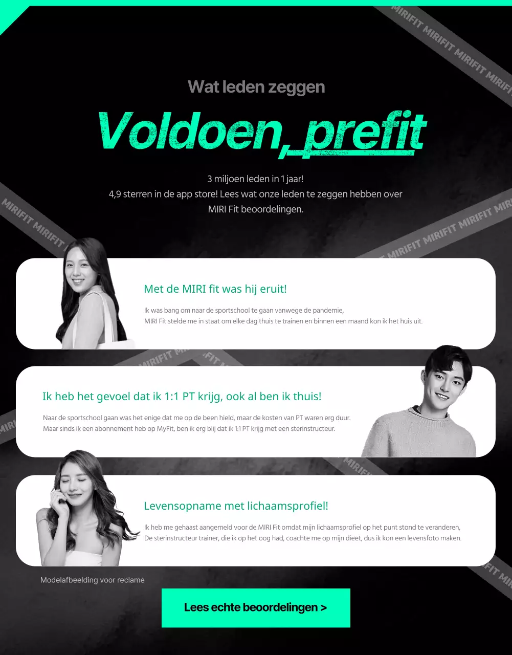 Sportieve zwarte en mintkleurige app voor thuistraining