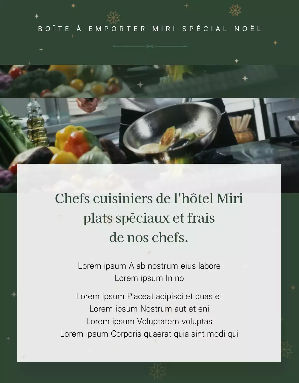 Buffet de Noël vert et jaune détails