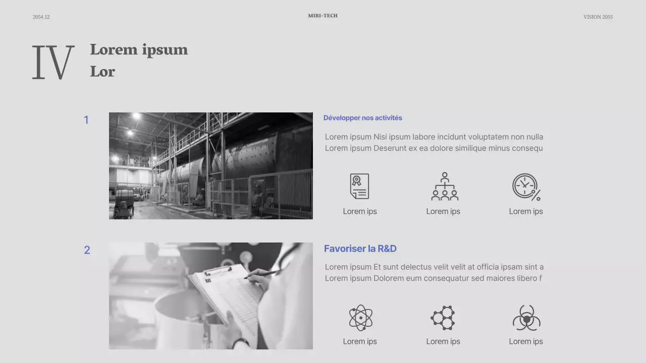 Présentation simple d'un événement en bleu et gris