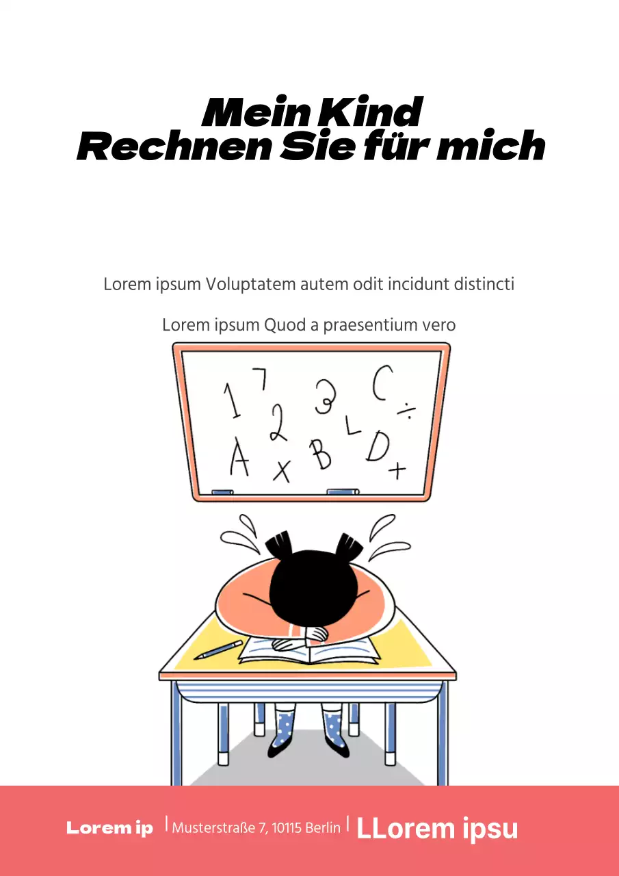 Werbung für eine Mathe-Schule für Kinder mit einem rosa, weinenden Kind