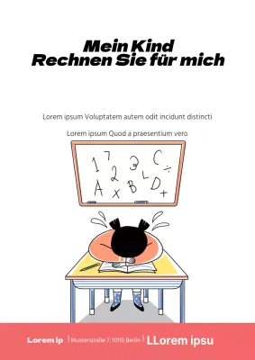 Werbung für eine Mathe-Schule für Kinder mit einem rosa, weinenden Kind