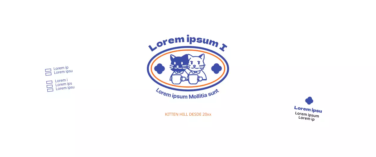 Promova o seu café com uma ilustração de um gato azul e laranja