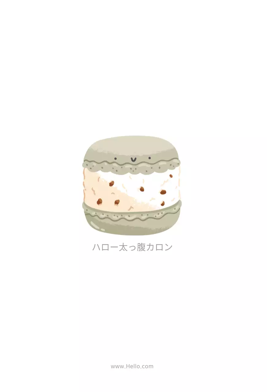 明るい色のマカロンキャラクターがかわいいカフェの販促用カードポストカード