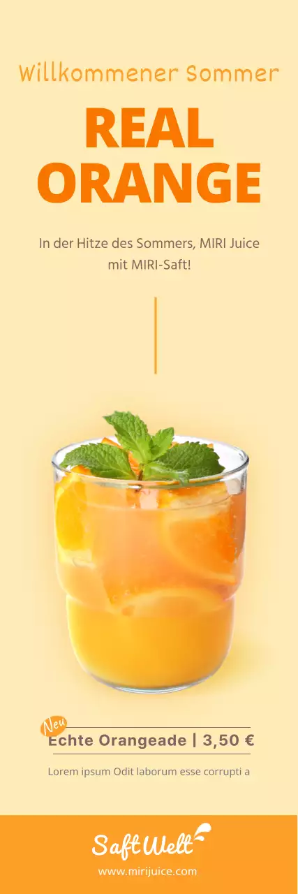 Gelbes Sommer-Orangeyde-Banner