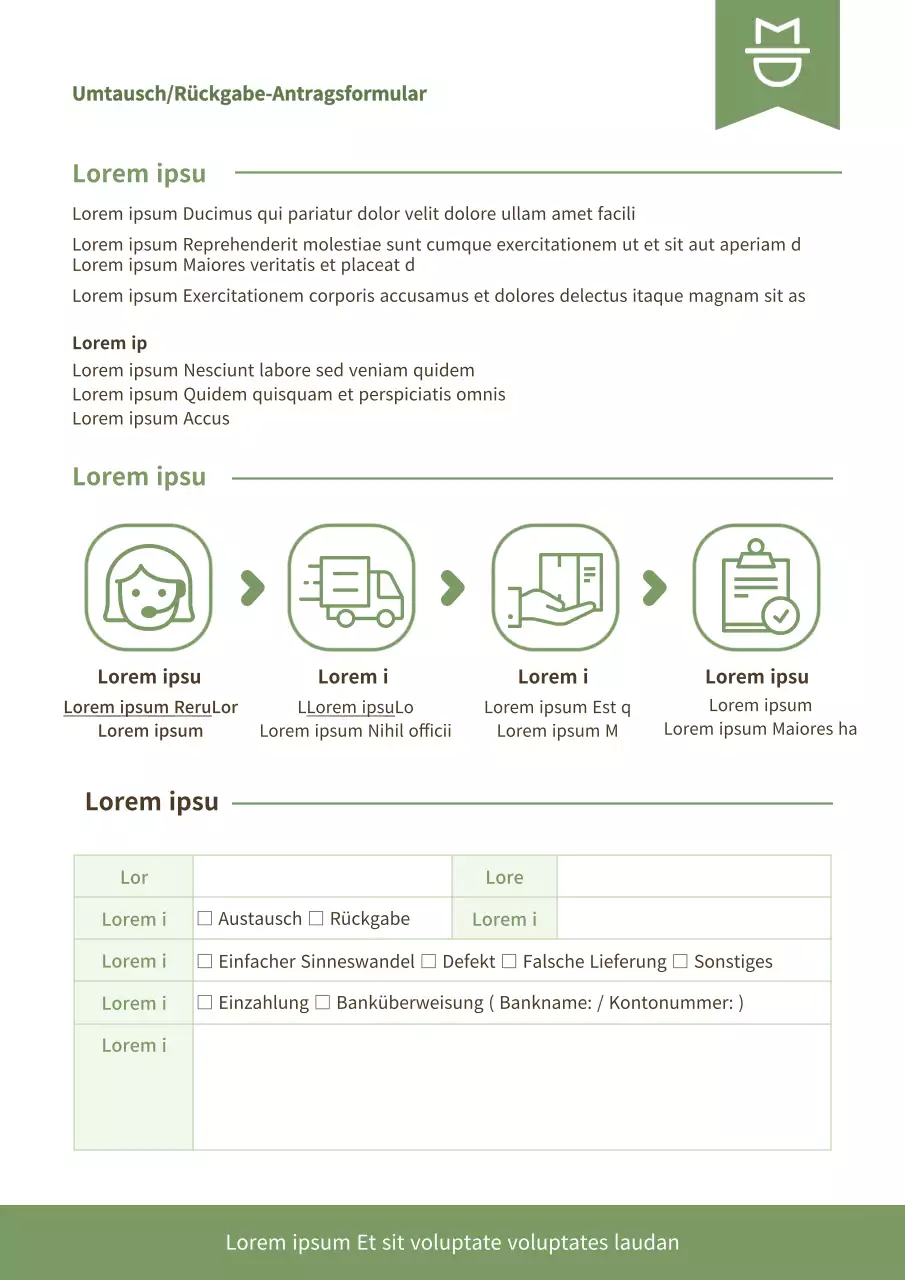 Zartes Pastell-Chartreuse Umtausch-/Rückgabeformular