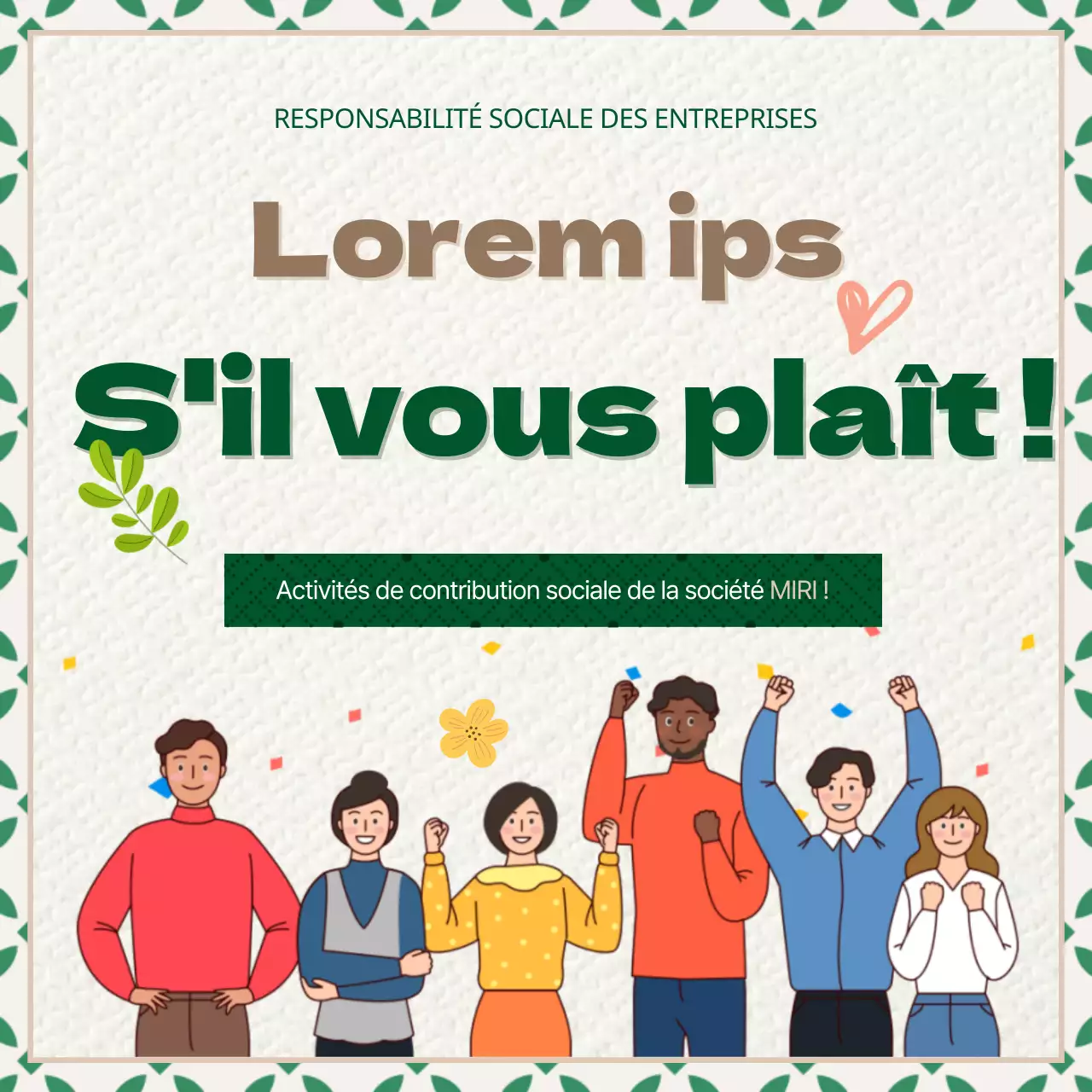 La responsabilité sociale des entreprises en illustrations vertes et brunes