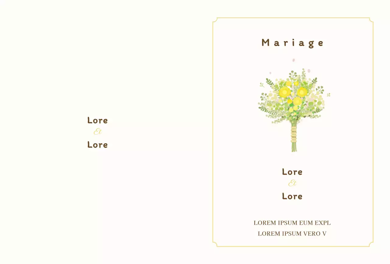 Carte postale avec illustration d'un bouquet simple en blanc pour les invitations de mariage