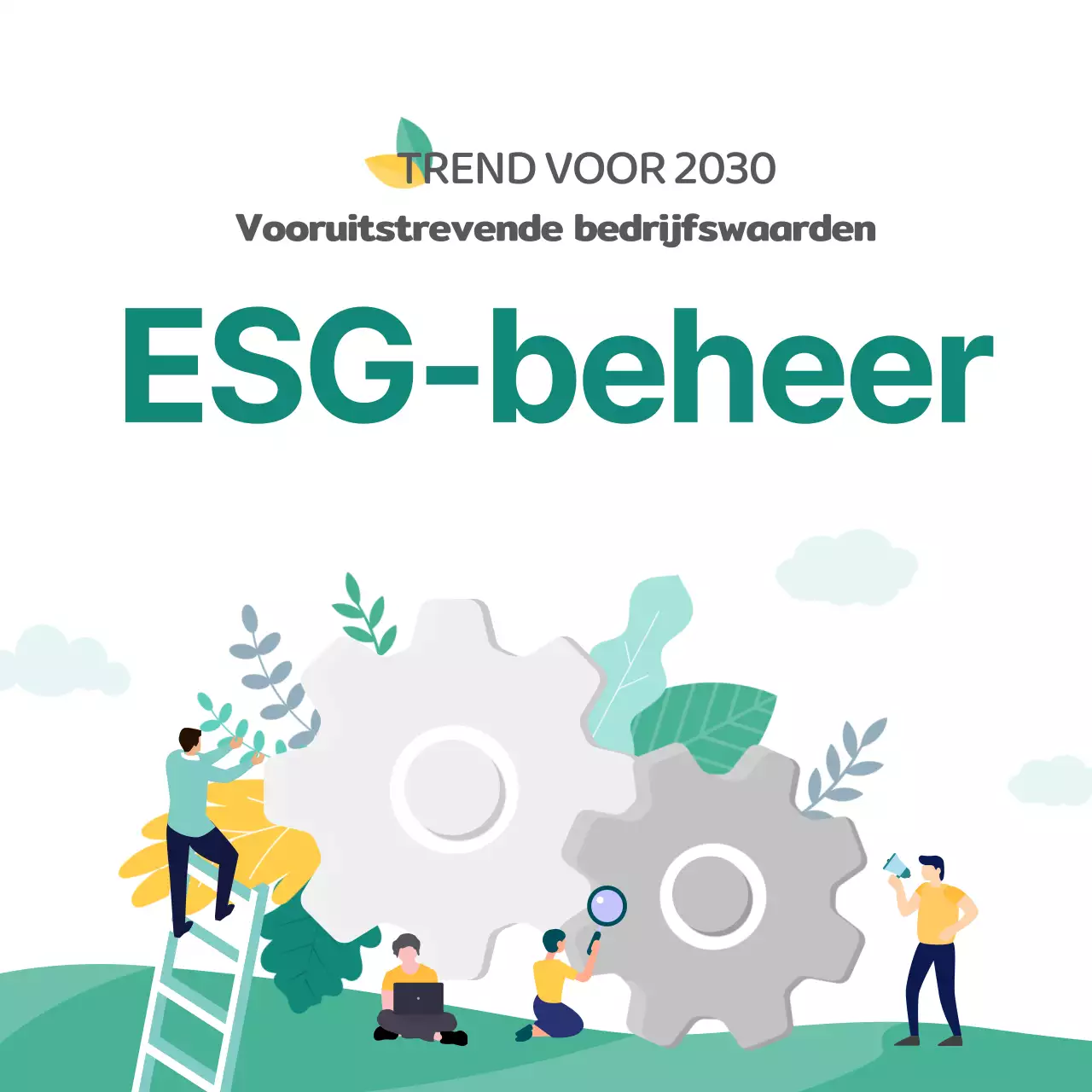 Groene illustraties benadrukken Inleiding tot ESG-beheer