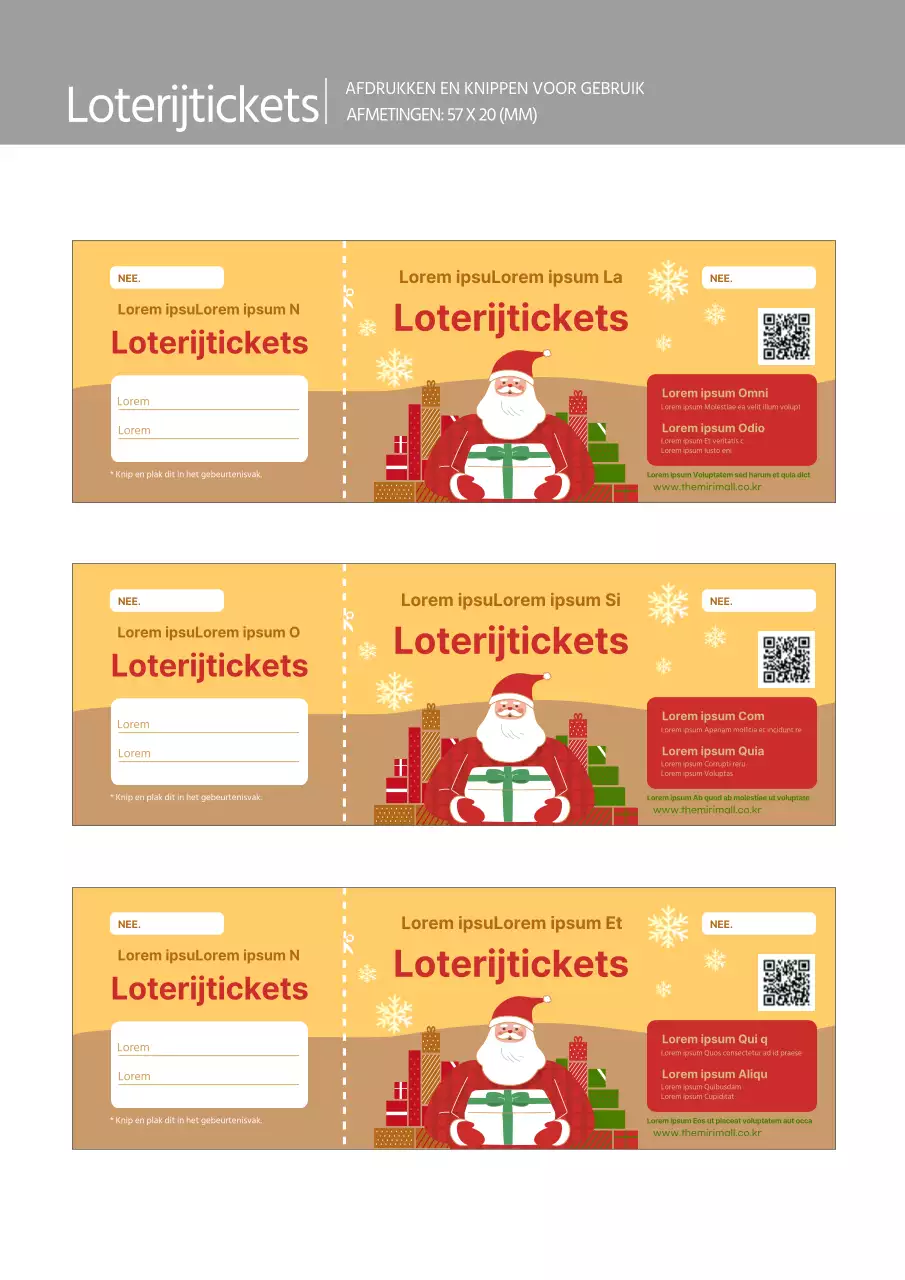 Geel en rood kerst evenement giveaway ticket documentatie