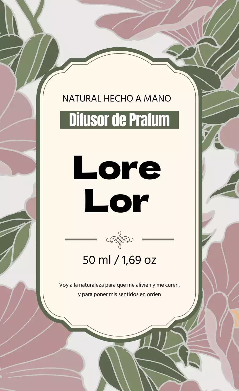 Etiqueta de perfume vintage con ilustración verde