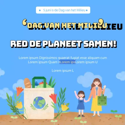 Lichtblauwe okergele warme eco-illustratie voor Milieudag evenement