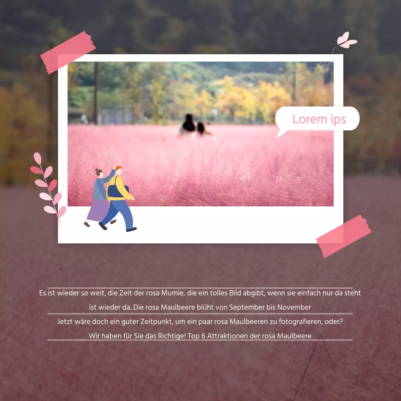 Rosa Mumie Attraktionen cardnews Design in Rosa