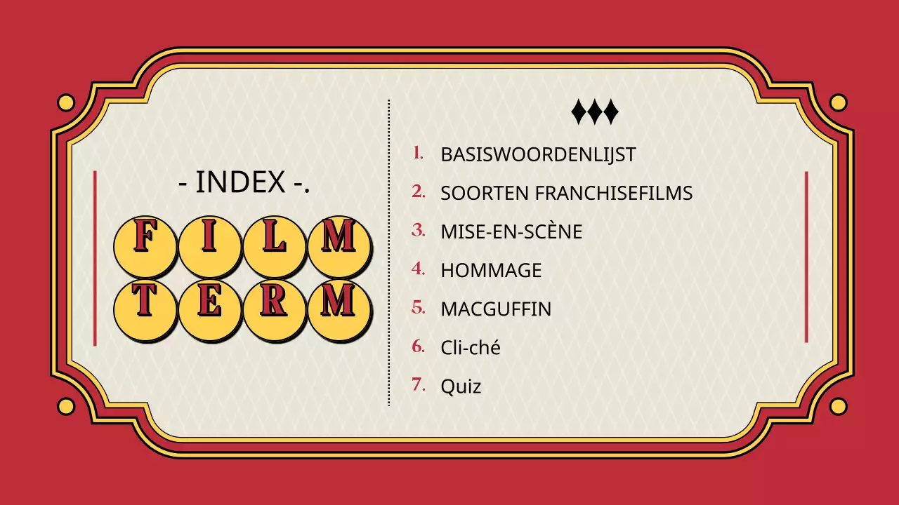 Inleiding tot filmterminologie in het rode en gele theaterconcept