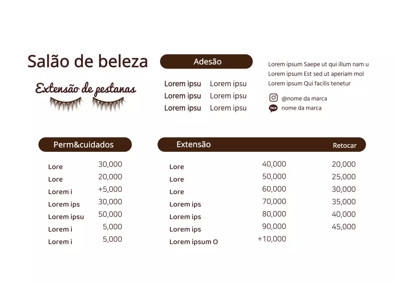Extensão de pestanas Basic Style Menu Board