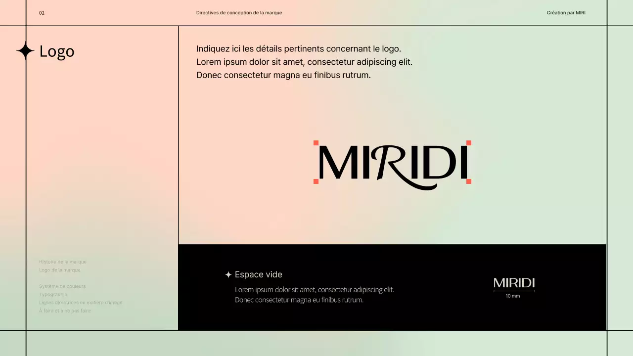 Lignes directrices simples pour la conception d'une marque avec un motif de lignes noires sur un fond pastel