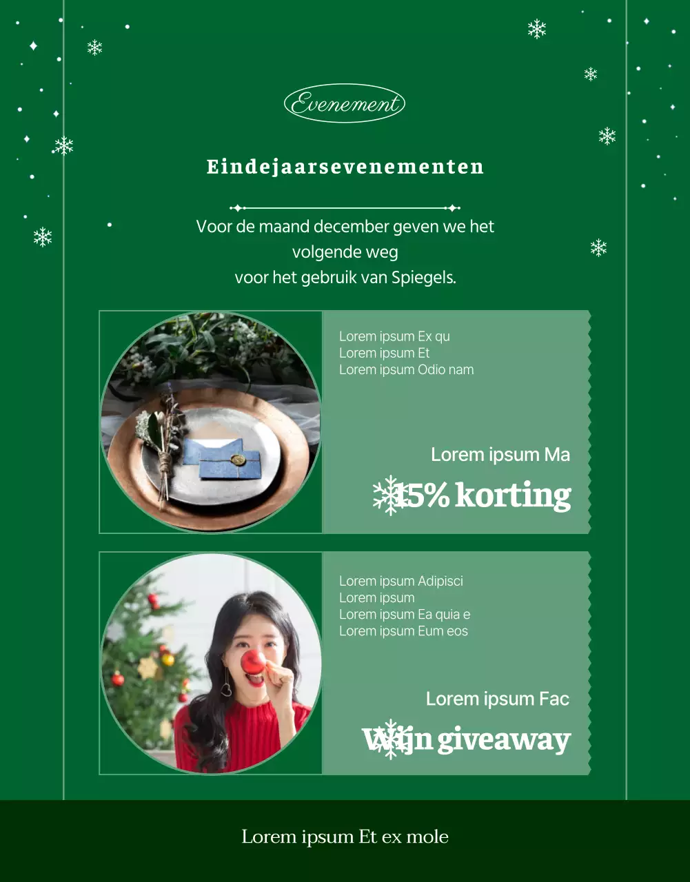 Verhuur van groene en rode ruimtes voor vakantiebijeenkomsten