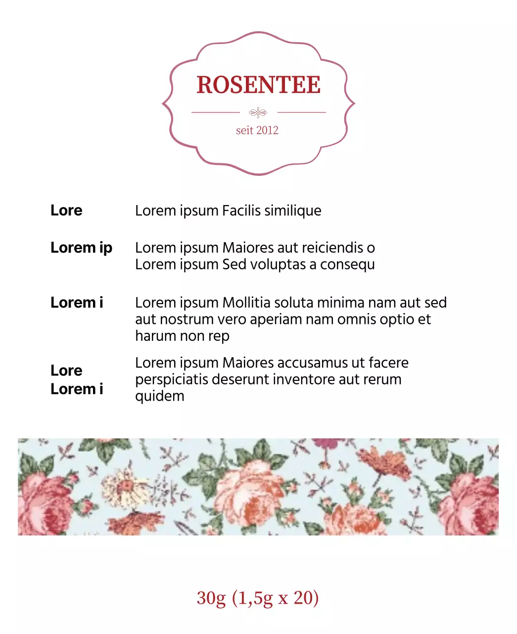 Lila, luxuriöse Blumen-Rosen-Teebeutel