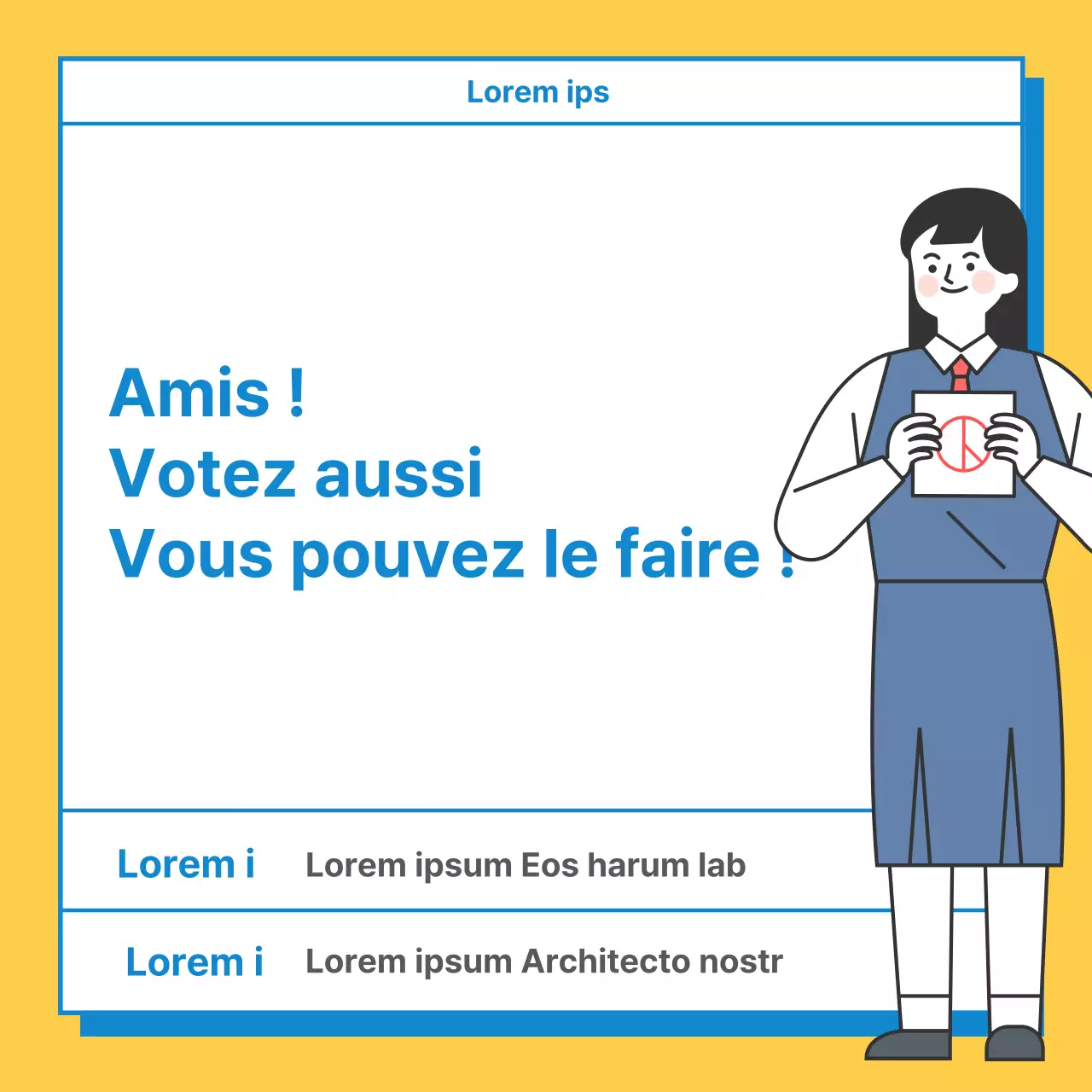 Illustration jaune et mignonne du guide de vote des jeunes