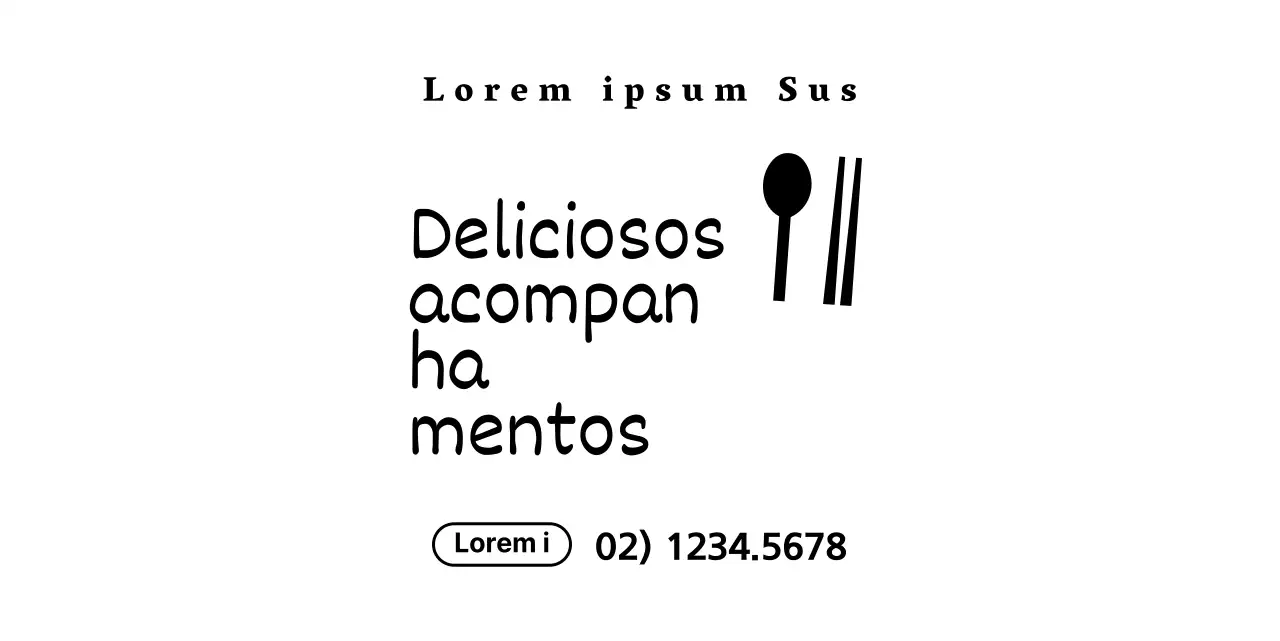 Para informações e serviços sobre a loja de acompanhamentos no estilo de uma combinação de ícones de utensílios e frases de texto